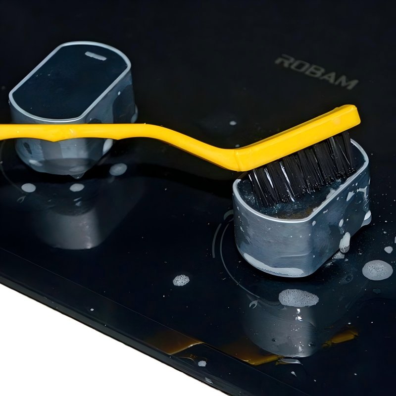 CLEAN WORLD Kitchen Gas Stove Brush Mini Wire Brush Set, Cleaning Tool Kit - Brass, Nylon, Stainless Steel Bristles 3 Pcs