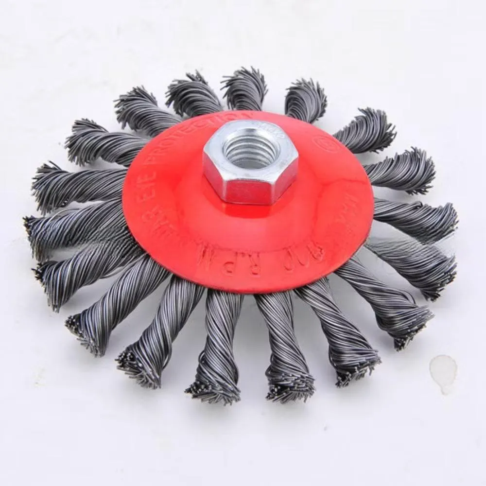CLEAN WORLD Carbon Steel Wire Brush, Knotted Crimped Wheel Cup Bowl Brush for Rust Removal & Polishing