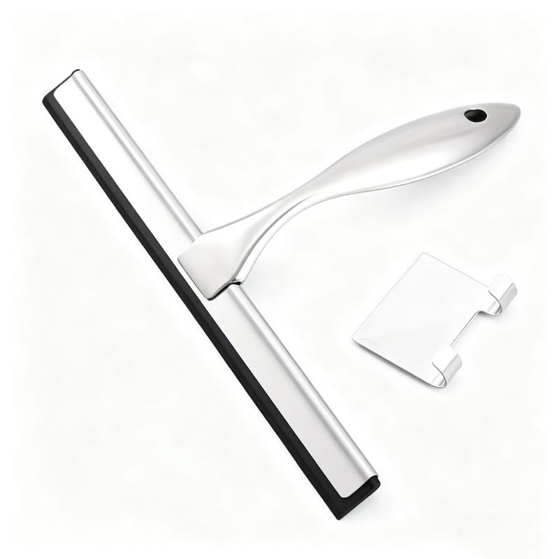 CLEAN WORLD Household Window Cleaning Brush Stainless Steel Shower Squeegee Wiper Cleaner Brush with Hook
