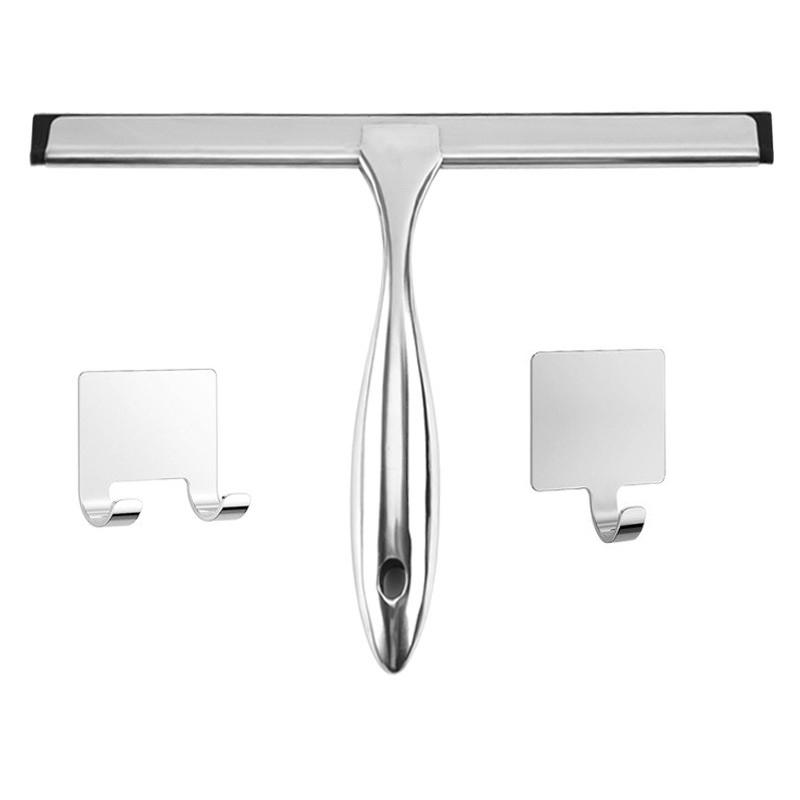 CLEAN WORLD Household Window Cleaning Brush Stainless Steel Shower Squeegee Wiper Cleaner Brush with Hook