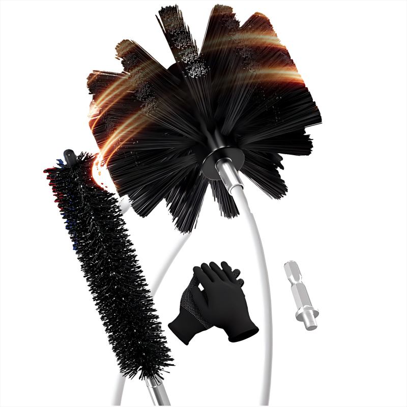 CLEAN WORLD Kitchen chimney brush 35Feet Dryer Vent Cleaner Kit - Lint Remover,Fireplace Chimney Brushes,Replacement Parts,Duct Cleaning,Flexible Lint Brush with Drill Attachment×2,Use with or Without a Power Drill