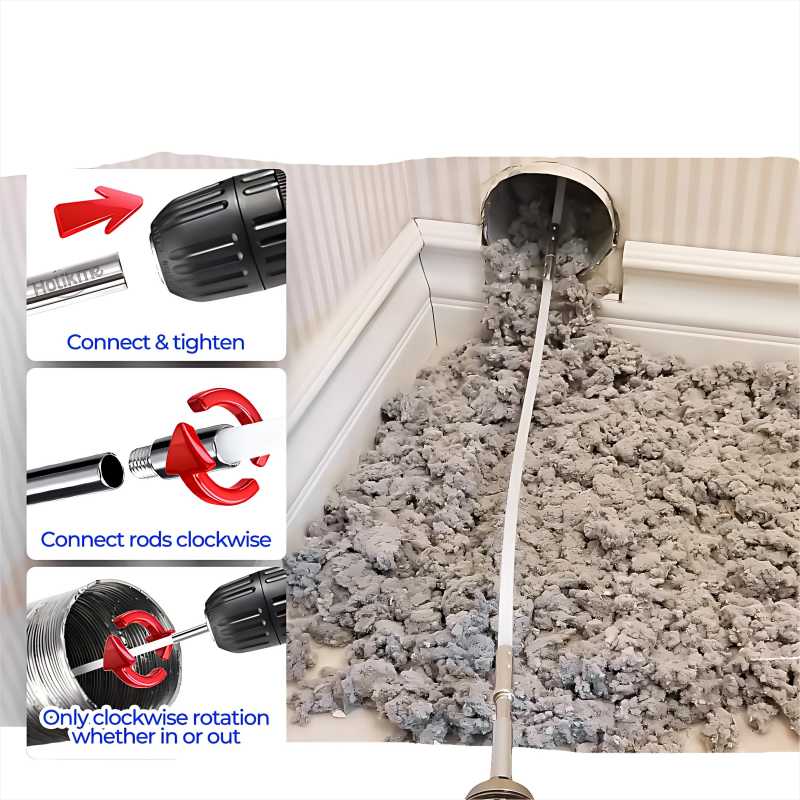 CLEAN WORLD Kitchen chimney brush 35Feet Dryer Vent Cleaner Kit - Lint Remover,Fireplace Chimney Brushes,Replacement Parts,Duct Cleaning,Flexible Lint Brush with Drill Attachment×2,Use with or Without a Power Drill