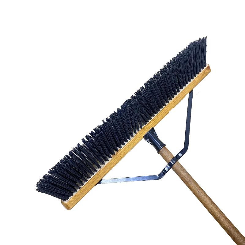 CLEAN WORLD Household Cleaning Brush Push Broom Wooden Floor Scrub Brush with Long Handle and Flagged Bristles