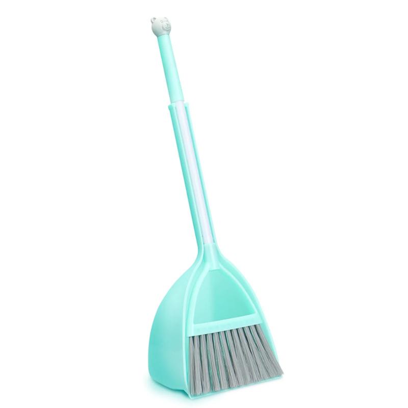 CLEAN WORLD Hot Selling Little Housekeeping Helper Set Blue Extended Size Mini Broom and Dustpan Set