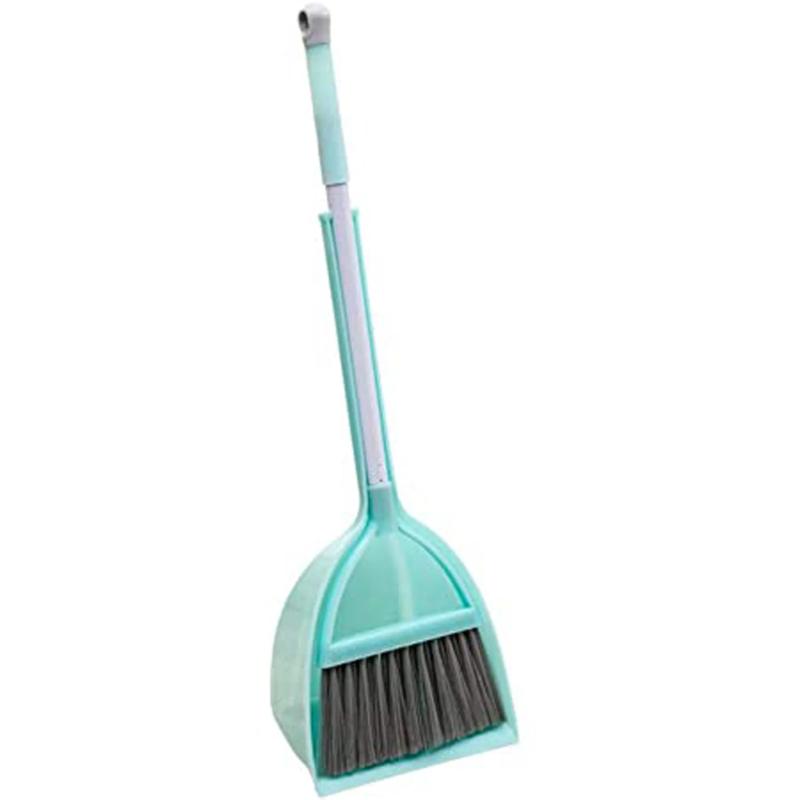 CLEAN WORLD Hot Selling Little Housekeeping Helper Set Blue Extended Size Mini Broom and Dustpan Set