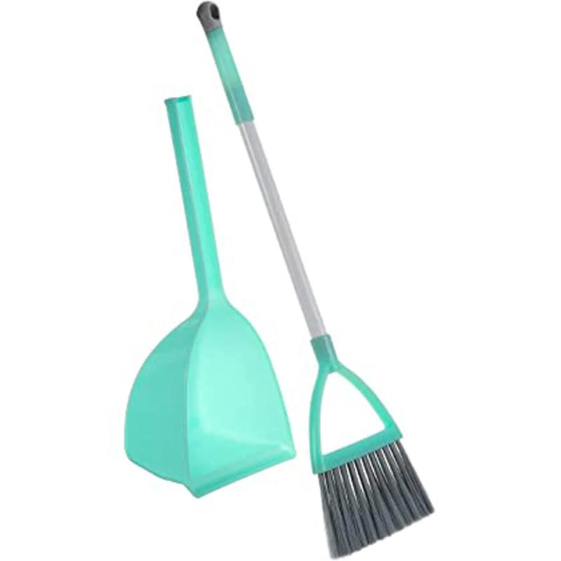 CLEAN WORLD Hot Selling Little Housekeeping Helper Set Blue Extended Size Mini Broom and Dustpan Set