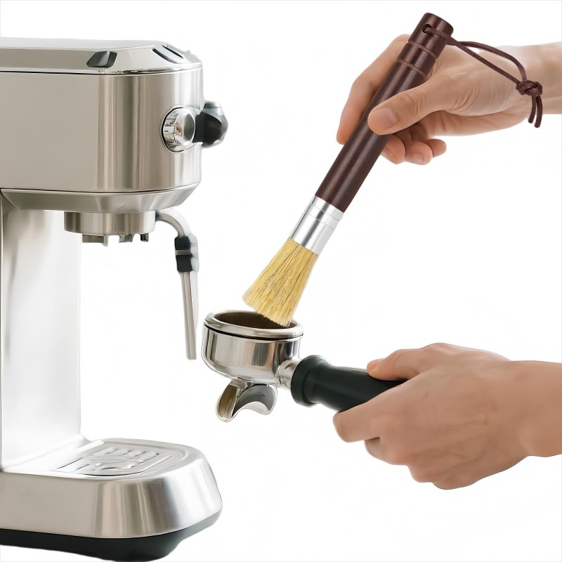 CLEAN WORLD Kitchen Coffee Powder Brush Coffee Grinder Cleaning Brush, Espresso Machine Brush Cleaner Tool with Wooden Handle and Natural Bristles for Barista Home Kitchen