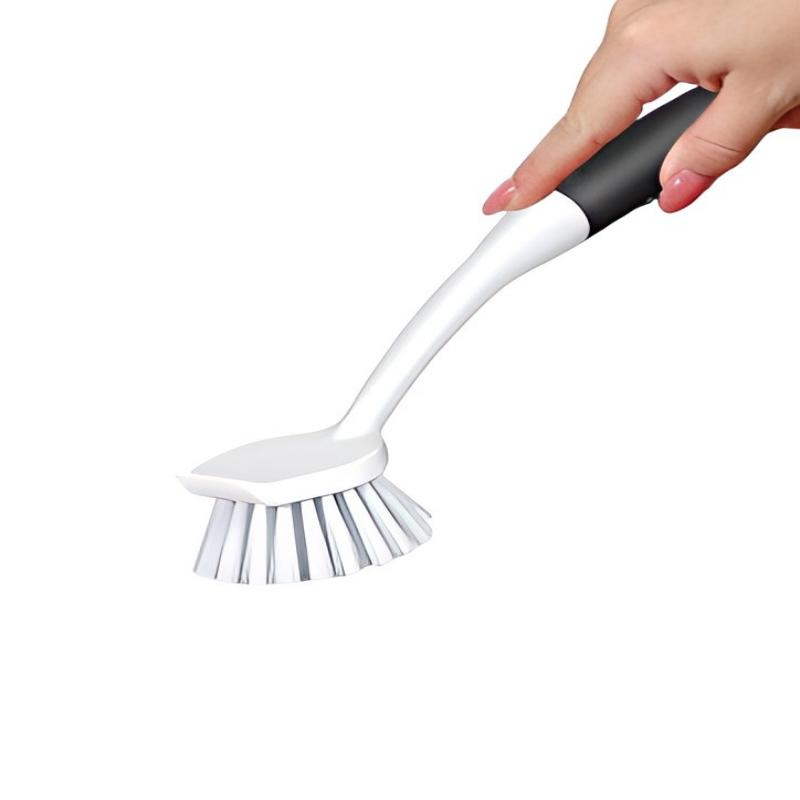 CLEAN WORLD Kitchen Pot and Bowl Brush Dish Brush Set of 3 with Bottle Brush, Dish Scrub Brush with Long Handle Deep Cleaning Handle Brush with Scraper Tip for Kitchen Sink Dishes Bottle Cup Pot and Pans Tile Lines, Black