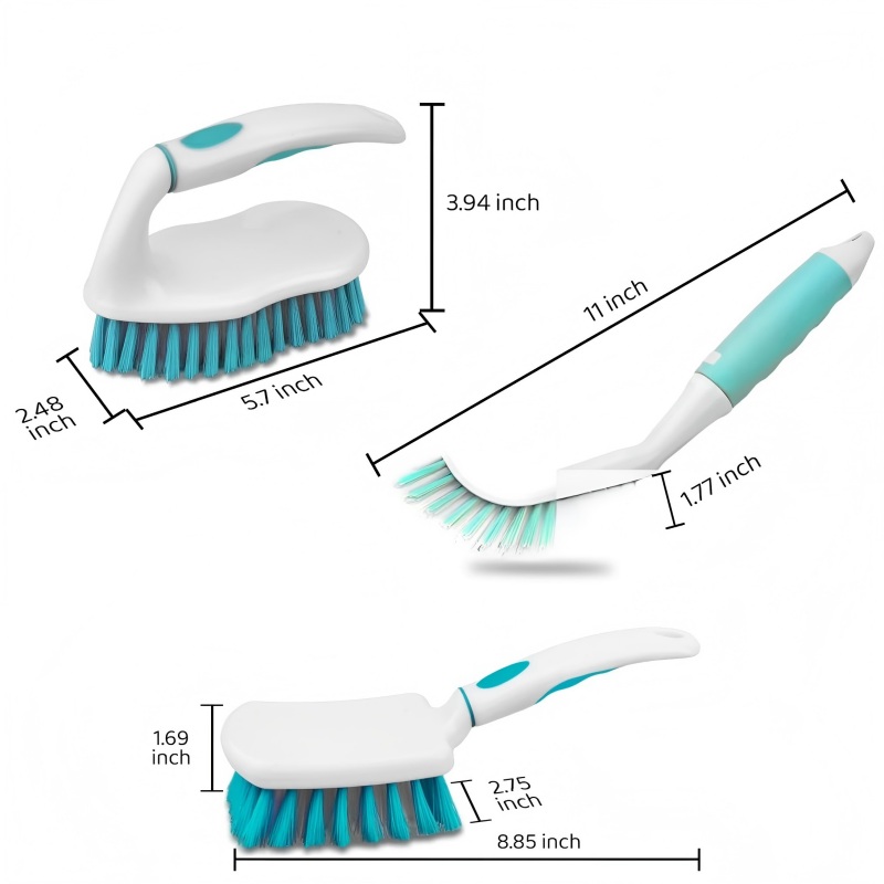 CLEAN WORLD Bathroom Brush, Scrub Brush Set, Heavy-Duty Scrub Scrubbing Brushes for Cleaning, Grout Brush with Stiff Bristles Cleaning Brush for Bathroom, Bathtub, Kitchen, Floor, Tub, Tile, Sink