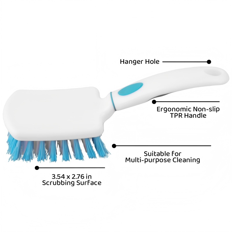 CLEAN WORLD Bathroom Brush, Scrub Brush Set, Heavy-Duty Scrub Scrubbing Brushes for Cleaning, Grout Brush with Stiff Bristles Cleaning Brush for Bathroom, Bathtub, Kitchen, Floor, Tub, Tile, Sink