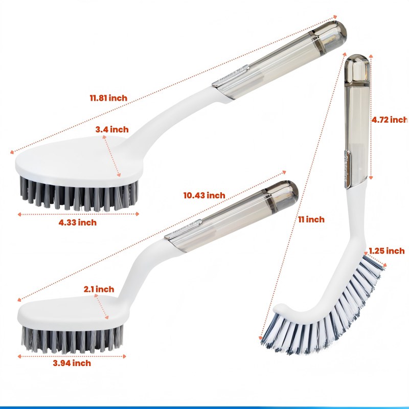 CLEAN WORLD Bathroom Brush, Shower Scrub Brush Set – Heavy-Duty Scrub Brushes for Cleaning with Long Handle, Stiff Bristles Grout Brush, Shower Scrubber for Bathroom, Bathtub, Kitchen, Tile, Floor, Grout, Sink & Carpet