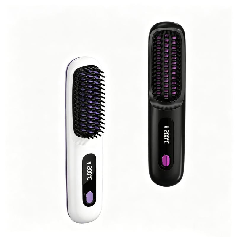 CLEAN WORLD Multi-Functional Hot Hair Straightener Comb Wireless Hair Brush with LCD Screen