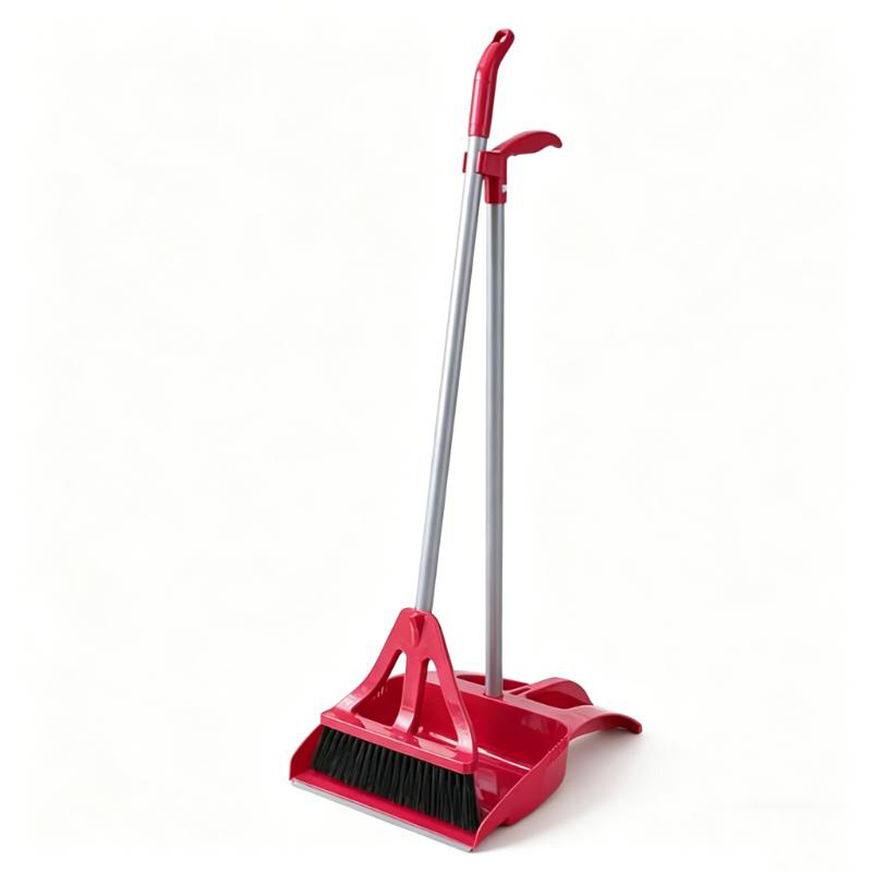 CLEAN WORLD Long Handled Brush Broom Set Hand Tool Sweeper One Sweep Broom with Step-On Dustpan