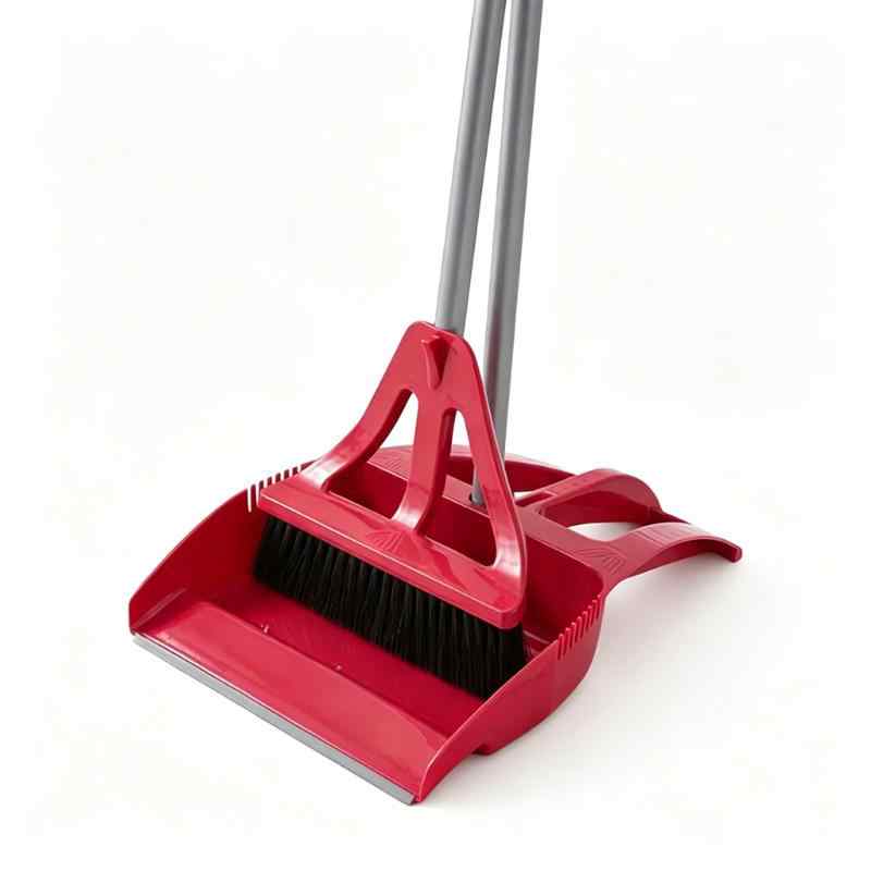 CLEAN WORLD Long Handled Brush Broom Set Hand Tool Sweeper One Sweep Broom with Step-On Dustpan
