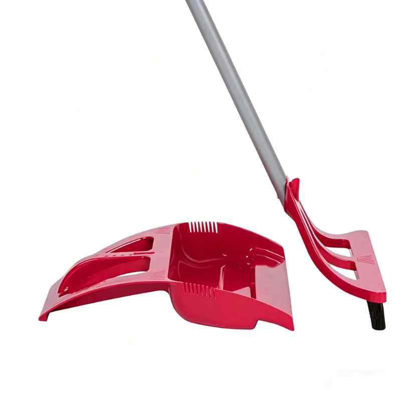 CLEAN WORLD Long Handled Brush Broom Set Hand Tool Sweeper One Sweep Broom with Step-On Dustpan