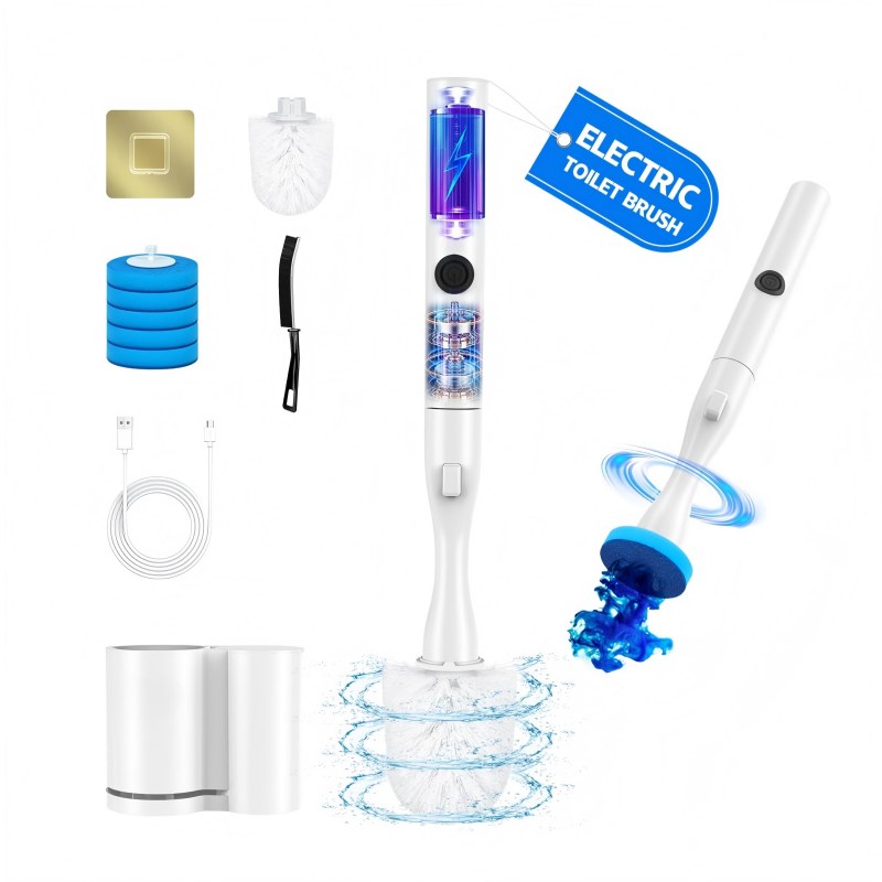 CLEAN WORLD Bathroom Toilet Brush, Disposable Electric Toilet Brush Heads, Toilet Cleaner Refill Pads, 3 Layer Sponge Brush with Cleaner, Wand Refills for Electric Toilet Cleaning Brush