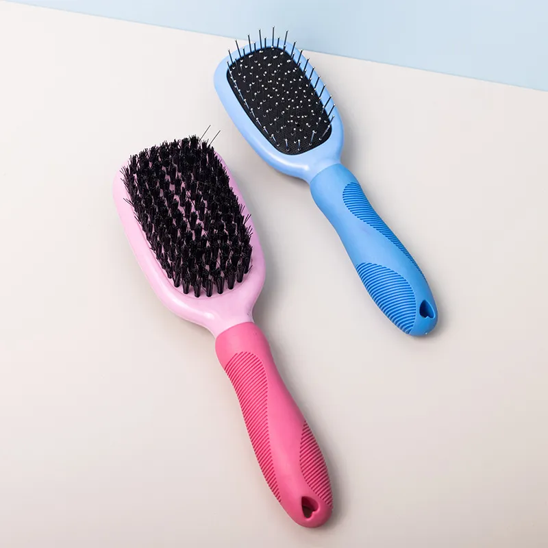 CLEAN WORLD Dual Sided 2 in 1 Pet Grooming Comb, Detangling Deshedding Bath Massage Brush Universal for Dogs and Cats