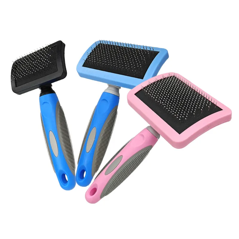 CLEAN WORLD Curved Air Cushion Pin Comb, Pet Fluffing Hair Grooming Massage Brush Universal for Cats & Dogs