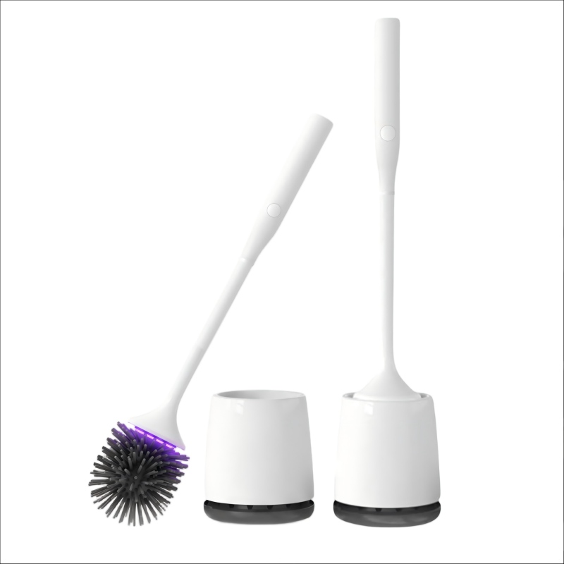 CLEAN WORLD Bathroom Toilet Brush, Electric Toilet Brush & Scrubber – Self Cleaning Silicone Toilet Bowl Brush with UVC Light, Rechargeable Wireless Spinning Toilet Brush & Holder Set, Wall Mount or Floor Standing
