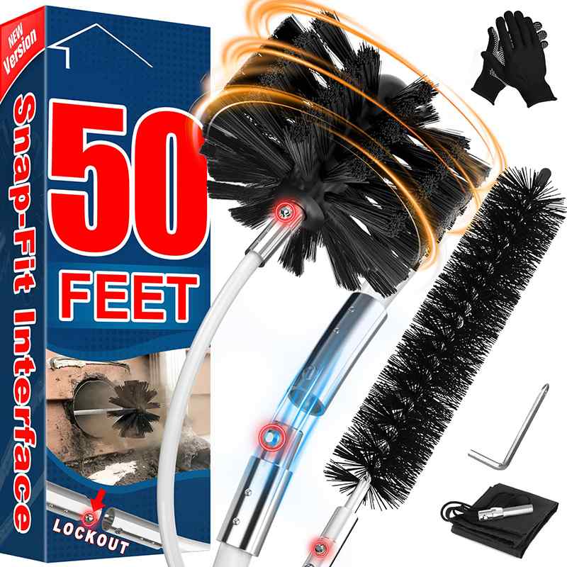 CLEAN WORLD Dryer Vent Cleaner Kit Lint Remover Fireplace Chimney Brushes Flexible Cleaning Tools with Drill Attachment