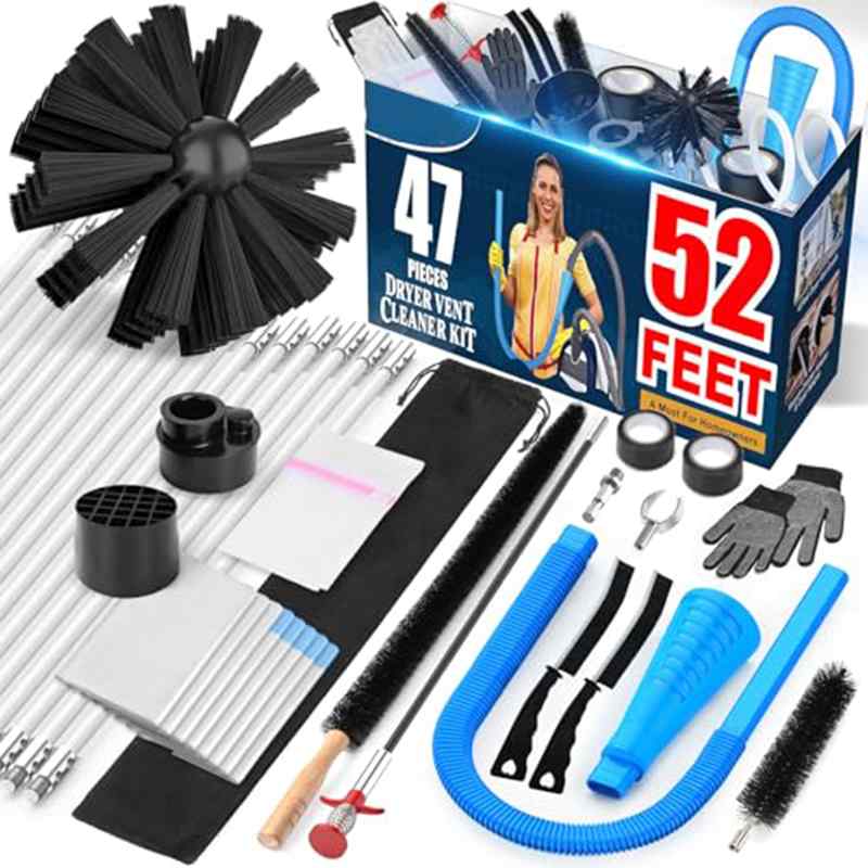 CLEAN WORLD Dryer Vent Cleaner Kit Lint Remover Fireplace Chimney Brushes Flexible Cleaning Tools with Drill Attachment
