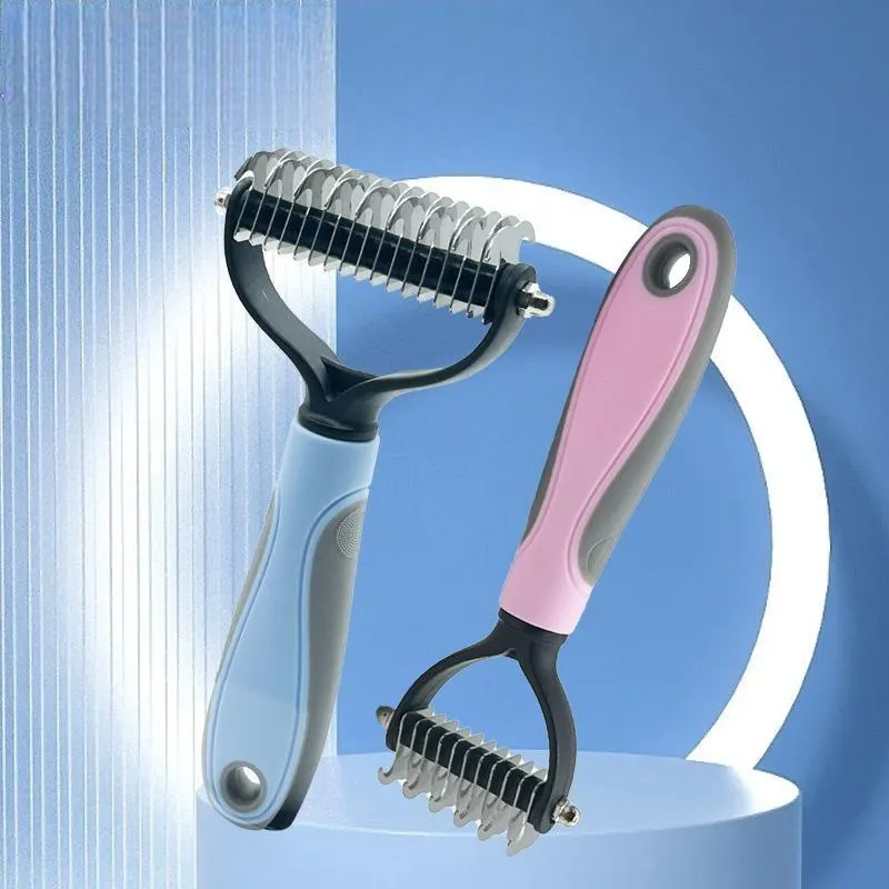 CLEAN WORLD Double Sided Pet Dematting Deshedding Thinning Comb, Dog Cat Hair Detangling Cleaning Grooming Pet Supplies