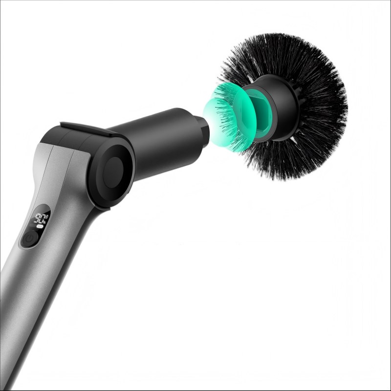CLEAN WORLD Bathroom Brush, Cordless Electric Spin Scrubber, Adjustable Angle, Extendable Handle, Smart Display, IPX7 Waterproof, Powerful Cleaning Scrubber with 8 Replaceable Brush Heads, for Bathtub, Bathroom, Tile