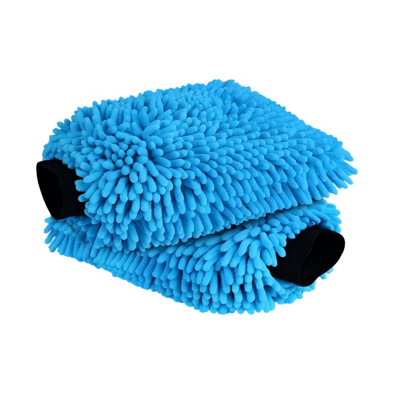 CLEAN WORLD Car body brush, Car Wash Mitt Microfiber, 2PK Scratch Free Lint-Free, Premium Chenille Microfiber Mitt Car Wash Brush, Green, Regular Size 7.12''X10.14''