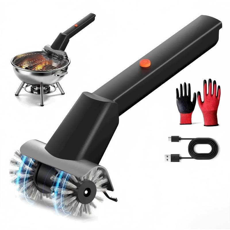 CLEAN WORLD Kitchen Grill Brush Rechargeable Electric BBQ Grill Brush, 2600mAh Battery, 2-Speed Power, LED Light, 100 Mins Long Runtime, 304 Stainless Steel Heat Resistant Grill Cleaner for Outdoor Camping & Grilling