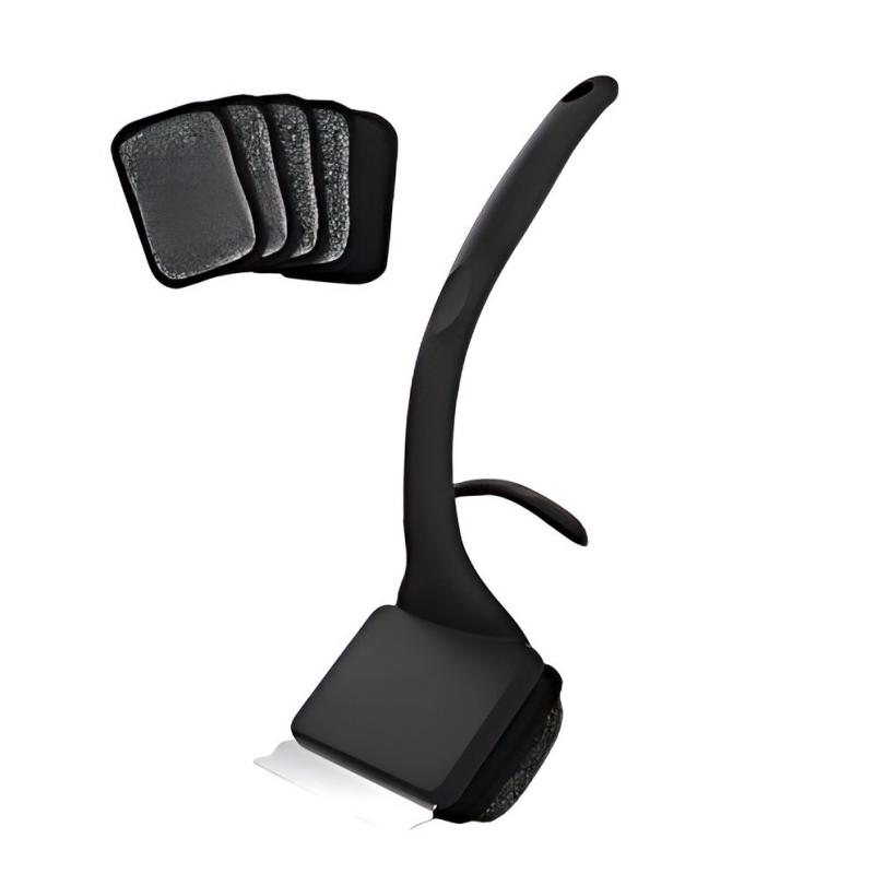 CLEAN WORLD Kitchen Grill Brush Grill Brush Bristle Free, Grill Cleaner Brush with 5 BBQ Replacement Head for Cast Iron, Stainless Steel Grates, Safe Grill Scraper Outdoor BBQ Grill, Black