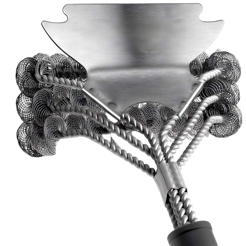 CLEAN WORLD Kitchen Grill Brush Grill Brush and Scraper Bristle Free – Safe BBQ Brush for Grill – 18'' Stainless Grill Grate Cleaner - Safe Grill Accessories for Porcelain/Weber Gas/Charcoal Grill – Gifts for Grill Wizard