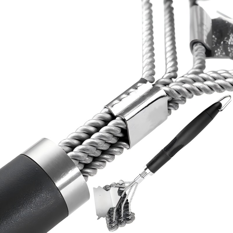 CLEAN WORLD Kitchen Grill Brush Grill Brush and Scraper Bristle Free – Safe BBQ Brush for Grill – 18'' Stainless Grill Grate Cleaner - Safe Grill Accessories for Porcelain/Weber Gas/Charcoal Grill – Gifts for Grill Wizard