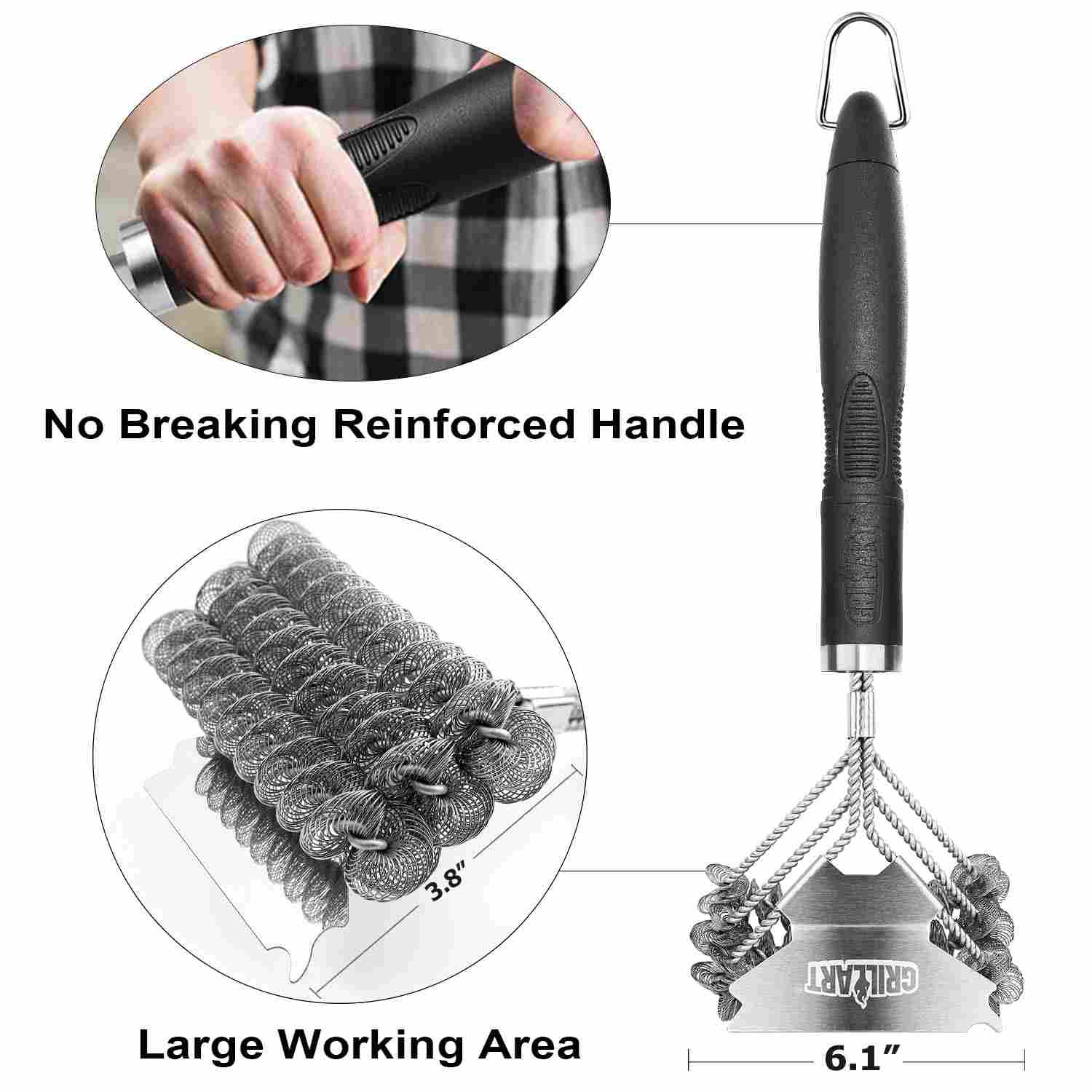 CLEAN WORLD Kitchen Grill Brush Grill Brush and Scraper Bristle Free – Safe BBQ Brush for Grill – 18'' Stainless Grill Grate Cleaner - Safe Grill Accessories for Porcelain/Weber Gas/Charcoal Grill – Gifts for Grill Wizard