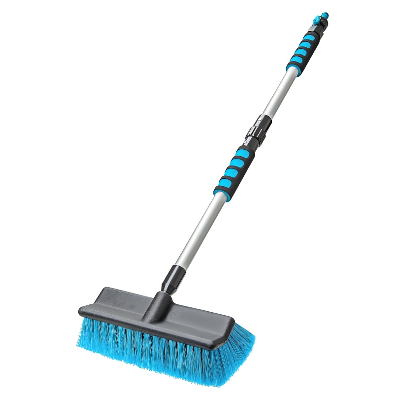 CLEAN WORLD Car body brush, Car Wash Brush with 50'' Long Handle, Car Cleaning Brush with Hose Attachment, Car Brushes for Washing 10'' Soft Bristles for Scratch-Free Cleaning Auto, Truck, Boat, Floor and More