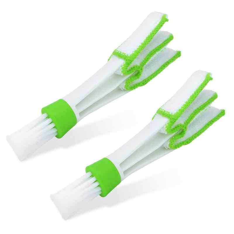 CLEAN WORLD Double Ended Automotive Air Vent Microfiber Duster & Brush Multifunction Detailing Air Conditioner Cleaner