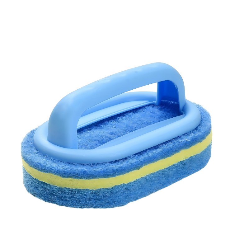 CLEAN WORLD Bathroom Brush, Cleaning Brush for Bathroom Kitchen Bathtub Toilet Cleaner All Purpose Shower Sponge Scrubbing Brush with Ergonomic Handle