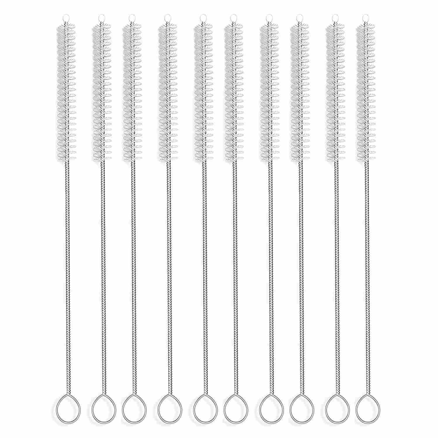 CLEAN WORLD Kitchen Straw Brush 12 Inch Extra Long Straw Brush Cleaner (10 Pack), Flexible Nylon Tube Cleaning Brushes with 0.4 Inch Bristle Head, Rust-Proof Stainless Steel Wire for Reusable Tumbler Straws, Pet Fountains & Pipes