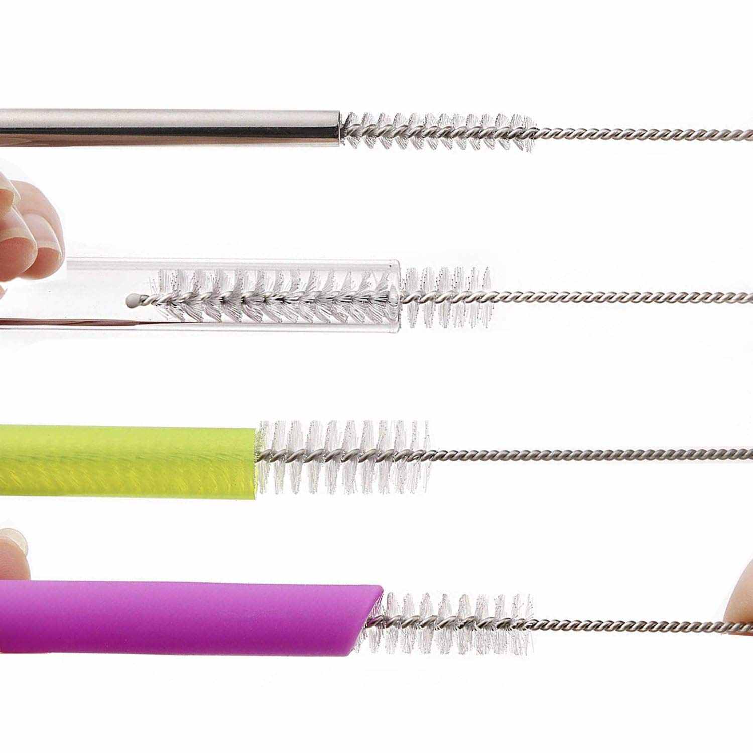 CLEAN WORLD Kitchen Straw Brush 12 Inch Extra Long Straw Brush Cleaner (10 Pack), Flexible Nylon Tube Cleaning Brushes with 0.4 Inch Bristle Head, Rust-Proof Stainless Steel Wire for Reusable Tumbler Straws, Pet Fountains & Pipes