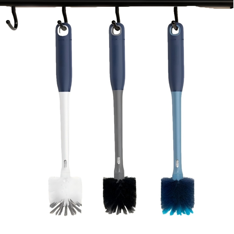 CLEAN WORLD Kitchen Bottle Brush 2 in 1 Long Handle Bottle Brush with Straw Brush for Cleaning Glass, Sports Bottle, Coffee Mug,Navy Blue,1 Pack