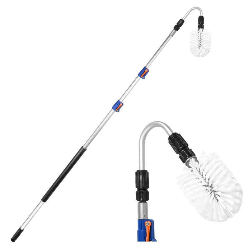 CLEAN WORLD Professional Adjustable Long Reach Gutter Cleaning Curved Cleaning Tool Telescopic Gutter Brush