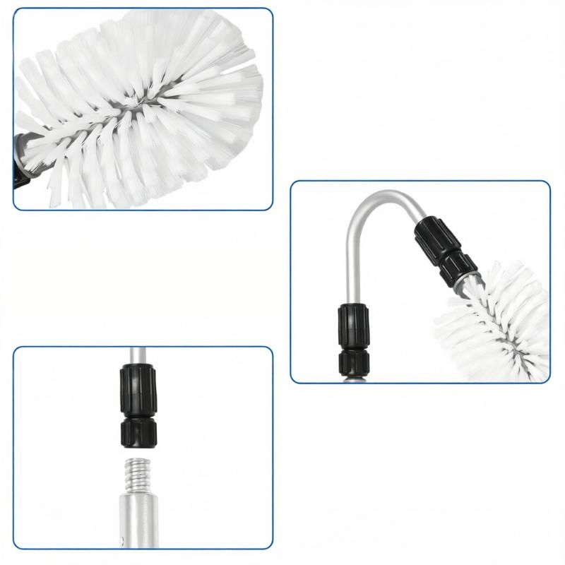 CLEAN WORLD Professional Adjustable Long Reach Gutter Cleaning Curved Cleaning Tool Telescopic Gutter Brush