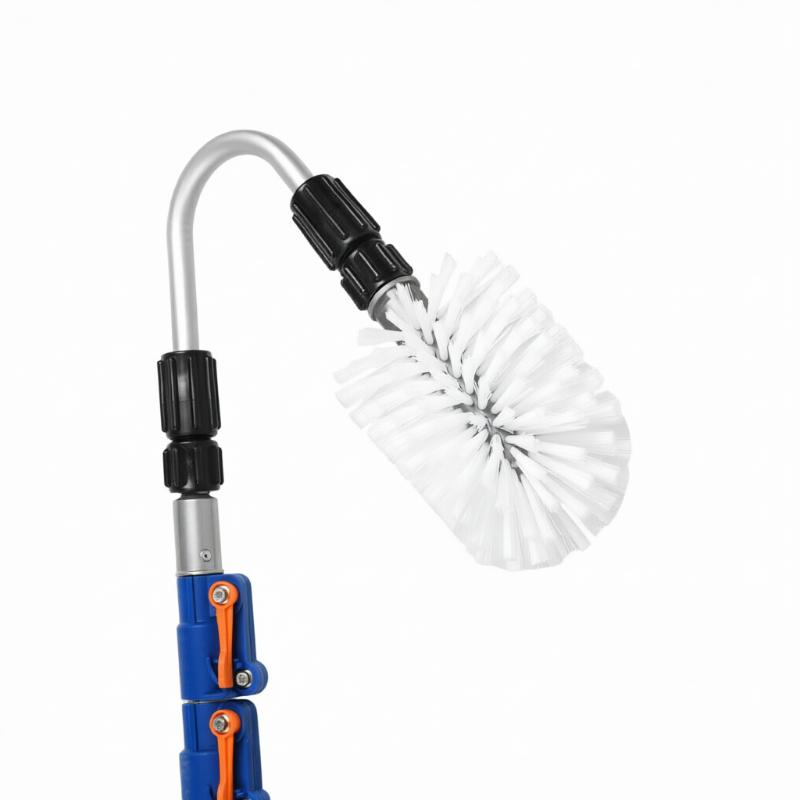 CLEAN WORLD Professional Adjustable Long Reach Gutter Cleaning Curved Cleaning Tool Telescopic Gutter Brush