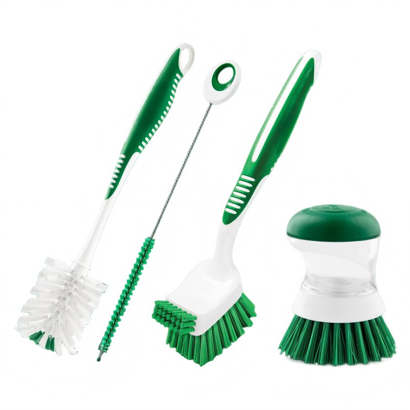 CLEAN WORLD Bathroom Brush, Heavy Duty Scrub Brush Kit | Cleaning Brushes for Household Use | Tub Scrubber | Easy Grip Scrub Brush | Big Job Kitchen Brush | Dual Sided Tile & Grout Brush | 3 Different Brushes Included