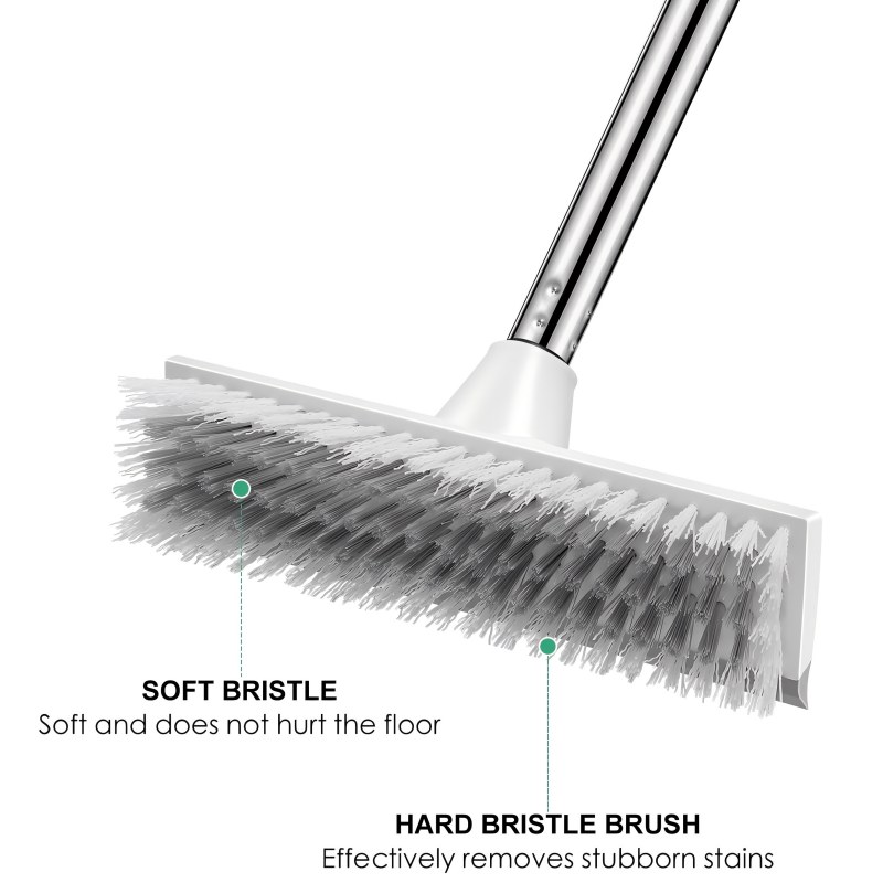 CLEAN WORLD Bathroom Brush, Floor Scrub Brush with 51-Inch Long Adjustable Handle 2 in 1 Scrape Brush Stiff Bristle Floor Scrubber for Cleaning Shower Bathroom Garage Kitchen Wall Deck Tub Tile