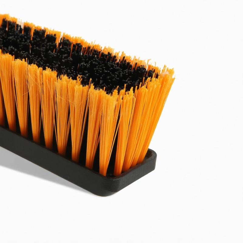 CLEAN WORLD Floor Cleaning Push Broom Brush Orange Heavy Duty Brush for Shop, Deck, Garage, Concrete with Long Handle and Stiff Bristles