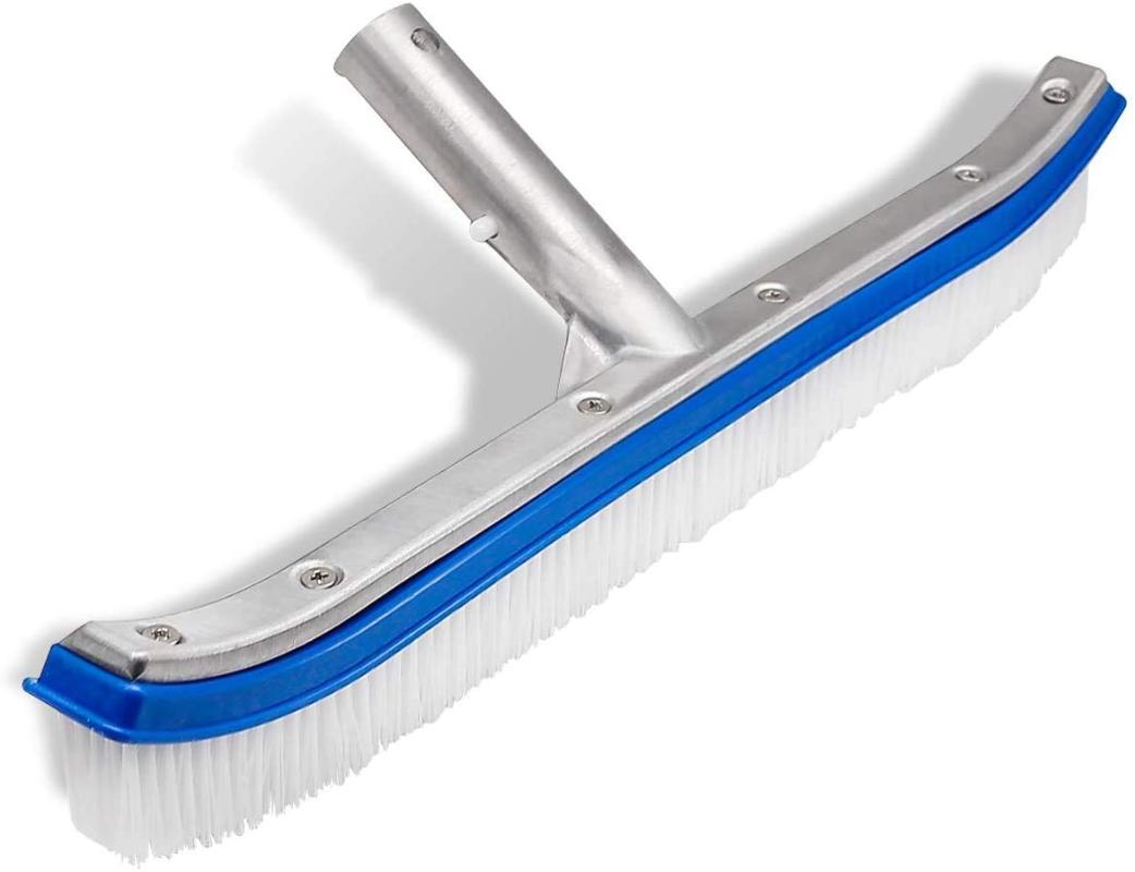 CLEAN WORLD Swimming Pool Cleaner Heavy-Duty Vinyl Polished Aluminum Handle Back Pool Cleaning Brush