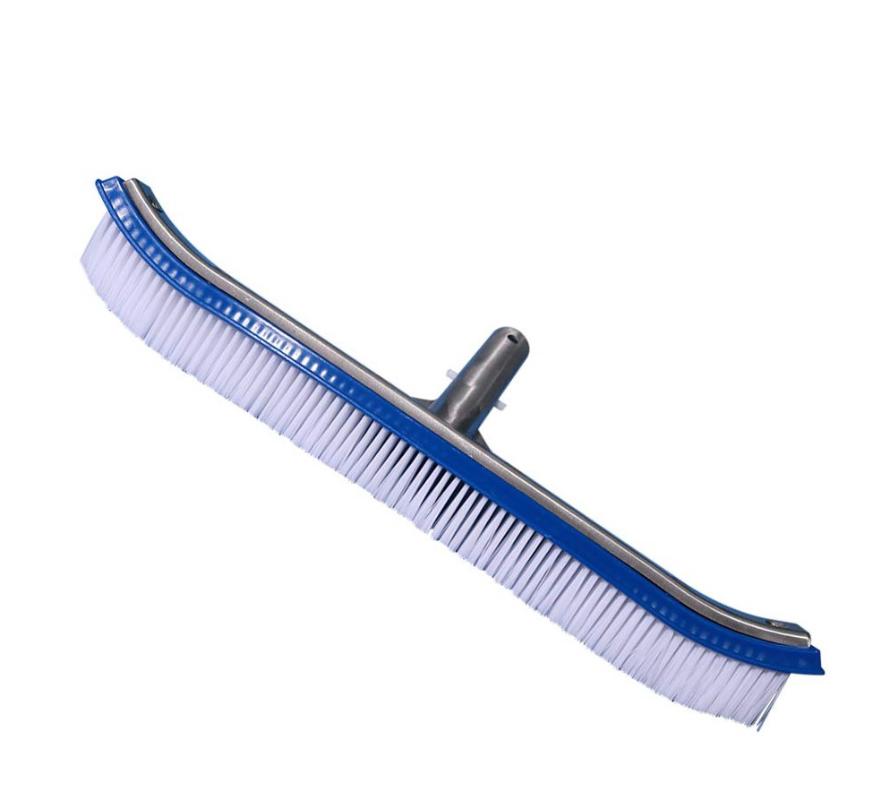 CLEAN WORLD Swimming Pool Cleaner Heavy-Duty Vinyl Polished Aluminum Handle Back Pool Cleaning Brush