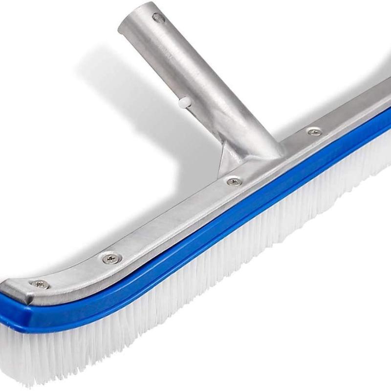 CLEAN WORLD Swimming Pool Cleaner Heavy-Duty Vinyl Polished Aluminum Handle Back Pool Cleaning Brush
