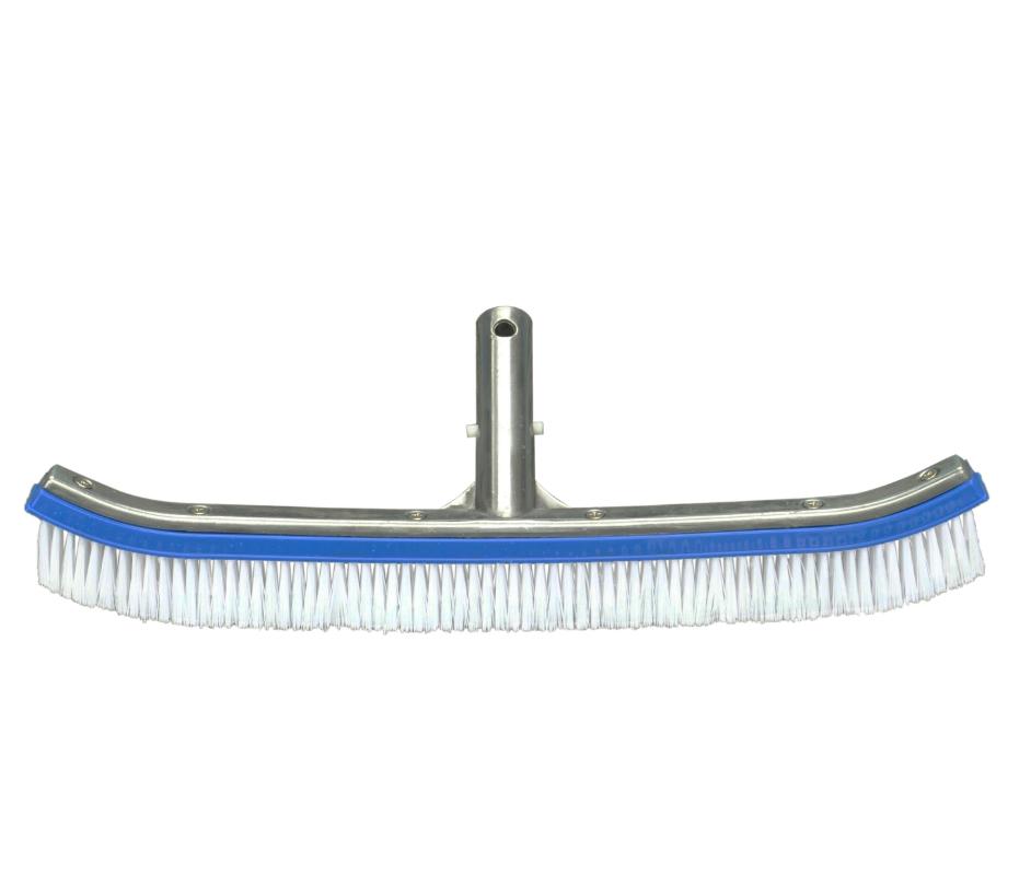 CLEAN WORLD Swimming Pool Cleaner Heavy-Duty Vinyl Polished Aluminum Handle Back Pool Cleaning Brush