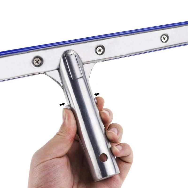 CLEAN WORLD Swimming Pool Cleaner Heavy-Duty Vinyl Polished Aluminum Handle Back Pool Cleaning Brush